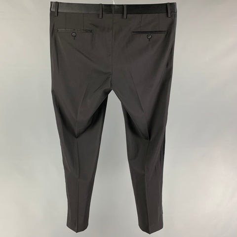 DOLCE & GABBANA Size 36 Black Wool Blend Tuxedo Dress Pants