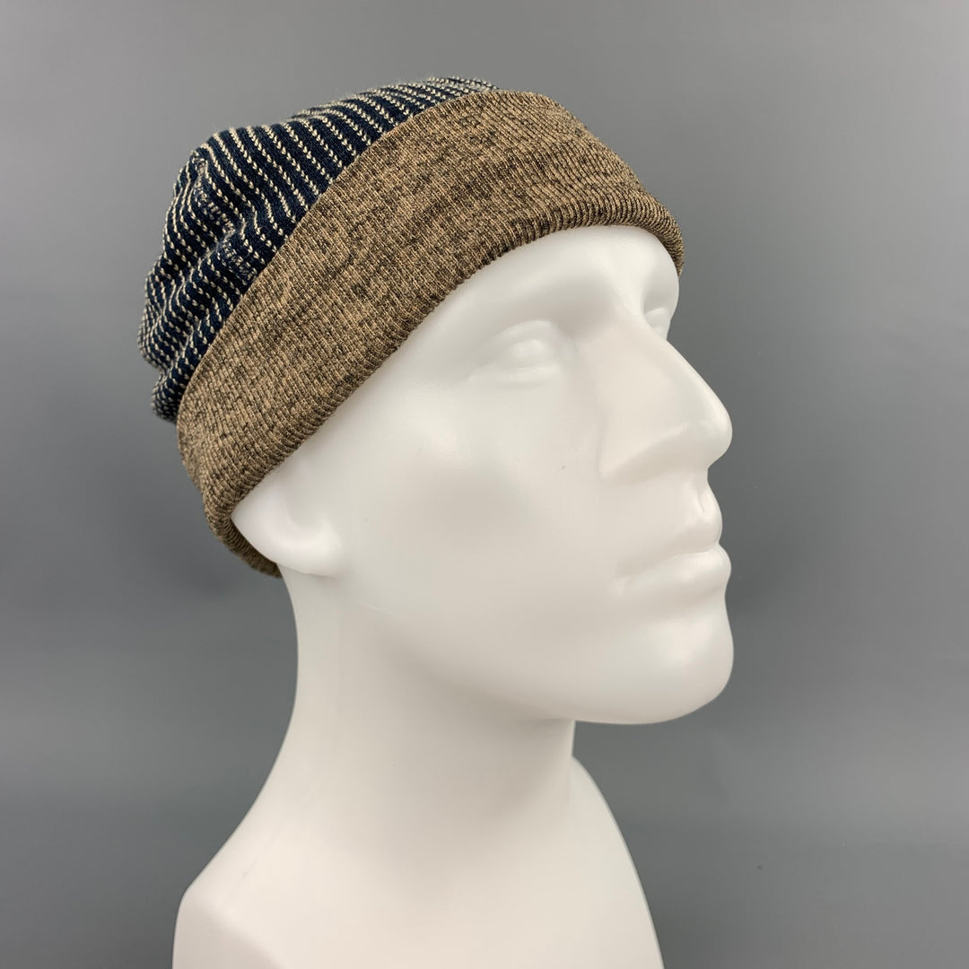 KAPITAL Olive & Brown Knitted Cotton Beanie