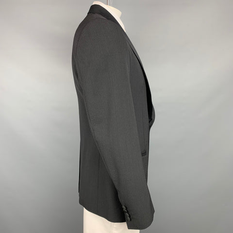 DOLCE &amp; GABBANA Taille 44 Manteau de sport en mélange de polyester à fines rayures noir et gris régulier