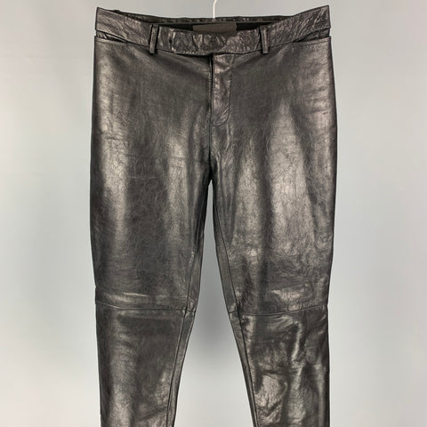CoSTUME NATIONAL Size 28 Black Leather Button Fly Dress Pants