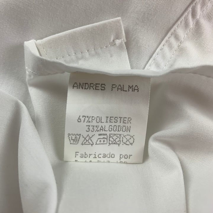 ANDRES PALMA Size L White Eyelet Cotton Tuxedo Long Sleeve Shirt