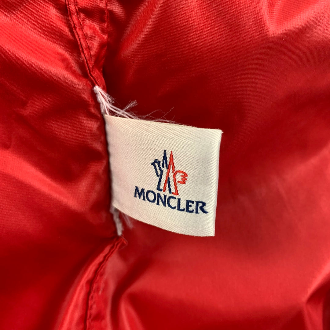 MONCLER Chaqueta con capucha de tejidos mixtos rojo gris talla M