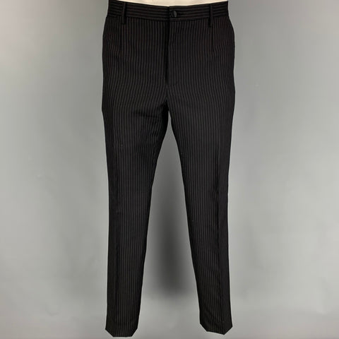 DOLCE & GABBANA Size 42 Black Burgundy Wool Blend 3 Piece Suit
