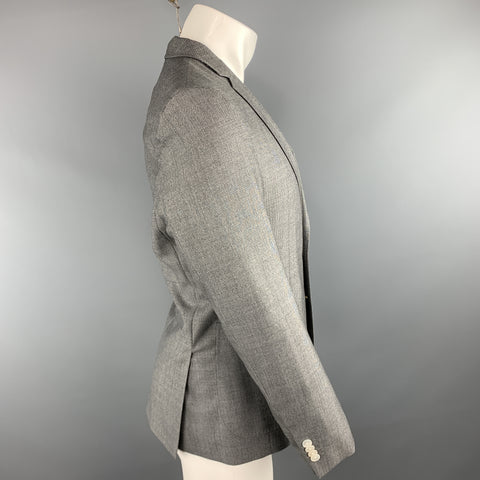 HUGO BOSS Size 38 Gray Herringbone Wool Notch Lapel Sport Coat