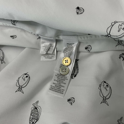 PAUL SMITH Size L White & Black Embroidery Cotton &  Polyester Short Sleeve Shirt