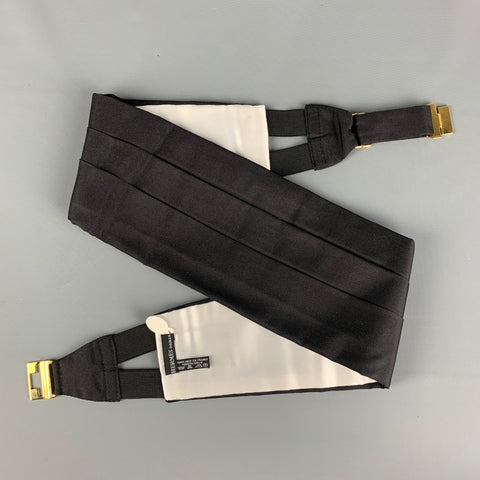 HERMES Black Silk Cummerbund & Bow Tie Set