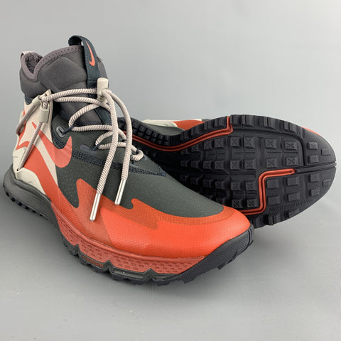 Zapatillas NIKE talla 9 grises y rojas de dos tonos con caña alta Terra Sertig