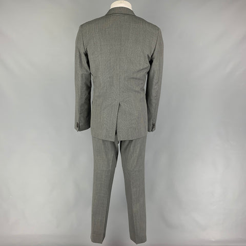 PRADA Taille 40 Costume en soie et laine vierge à fines rayures argentées gris