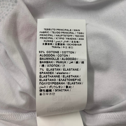 LOVE MOSCHINO Size 4 White Pink Cotton / Elastane Rhinestones Long Sleeves T-Shirt