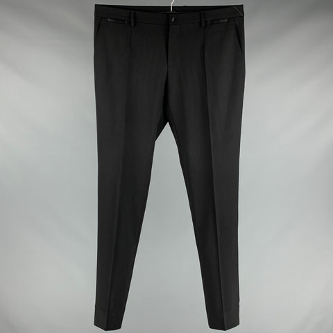 DOLCE &amp; GABBANA Taille 38 Pantalon de smoking en laine mélangée noire