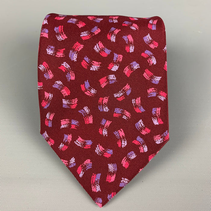 Vintage MISSONI Burgundy Abstract Print Silk Tie