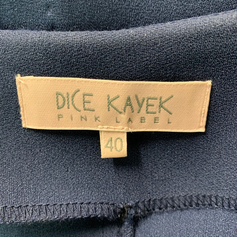 DICE KAYEK Size 4 Navy Acetate &  Viscose Rhinestones 3/4 Sleeves Blouse