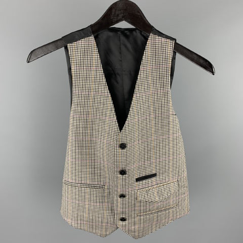 FIFTH AVENUE SHOE REPAIR Size S Grey Plaid Wool Buttoned Vest