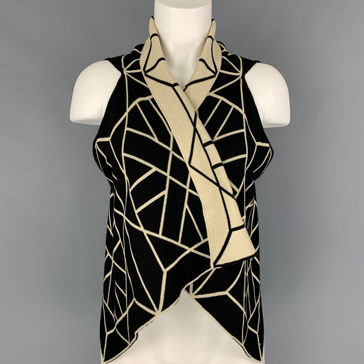 GARETH PUGH Cárdigan reversible geométrico de algodón de seda negro talla única