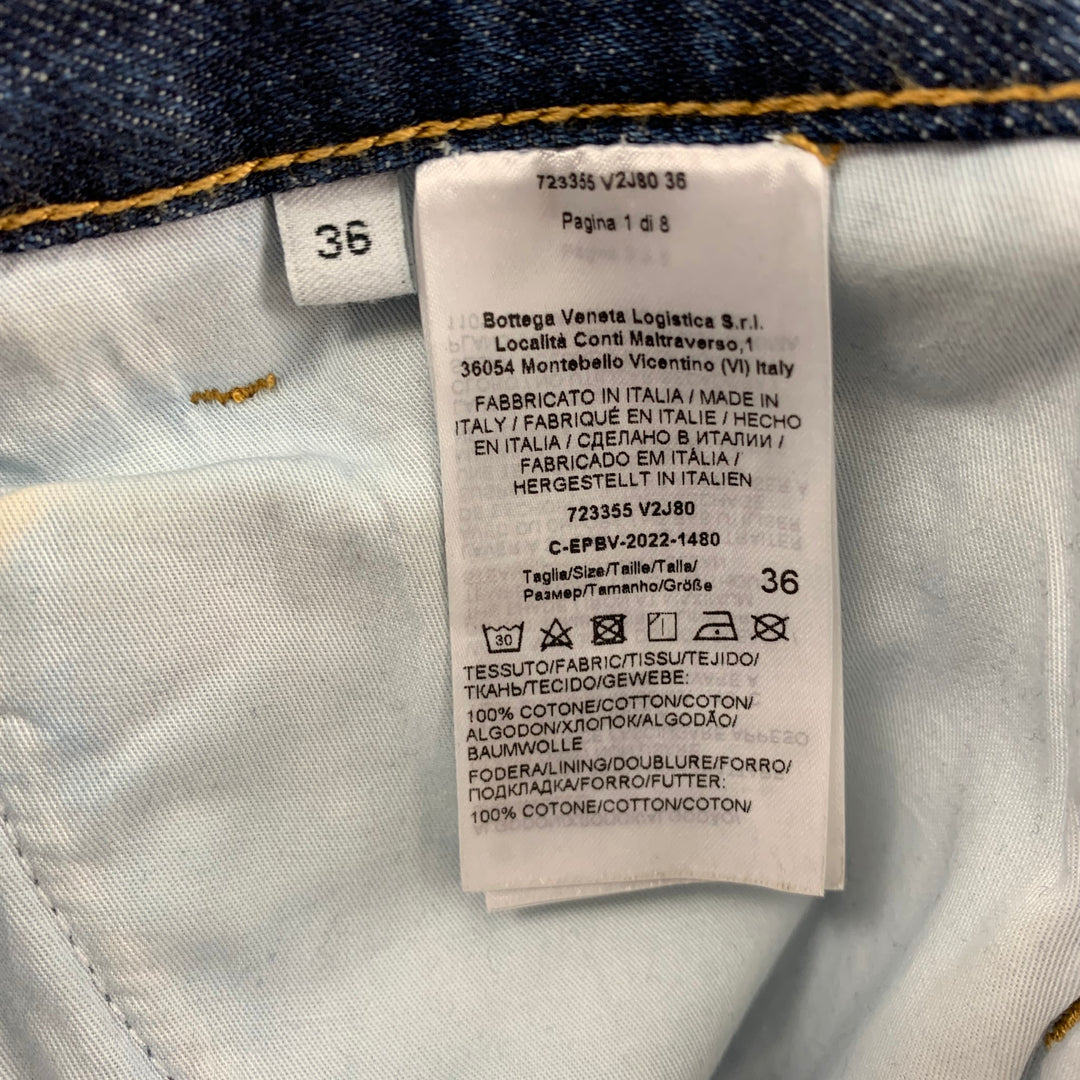 BOTTEGA VENETA Size 0 Blue Cotton Washed Cuffed Jeans