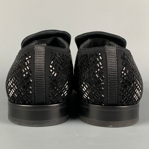 SALVATORE FERRAGAMO Size 9 Black Beaded Leather Slip On Loafers