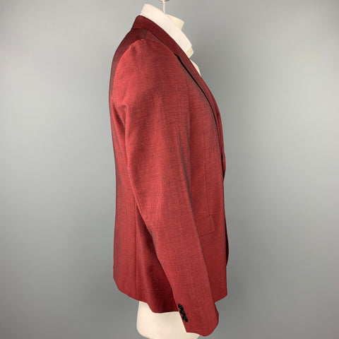 PS by PAUL SMITH Size 44 Burgundy Wool / Mohair Notch Lapel Sport Coat