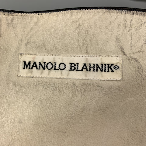 MANOLO BLAHNIK Talla 8 Botas altas hasta la rodilla en punta de charol negro