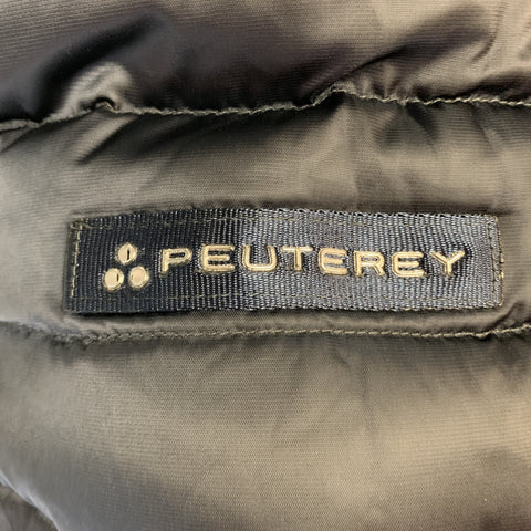 PEUTEREY Size XL Navy Polyamide Quilted Down Filled  Faux Fur Reversible Long Coat