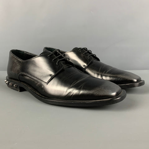 JIMMY CHOO Size 9.5 Black Grey Ombre Leather Lace Up Shoes