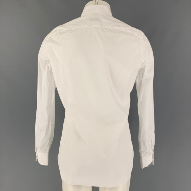 ISAIA Taille S Chemise à manches longues boutonnée en coton blanc