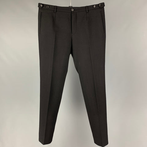 BURBERRY PRORSUM Size 34 Black Wool Button Fly Dress Pants