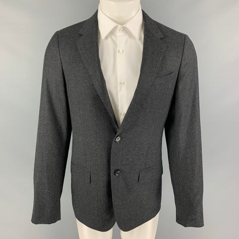 LANVIN Size 38 Charcoal Wool Cashmere Notch Lapel Sport Coat