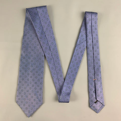 BORRELLI Blue Light Blue Squares Silk Tie
