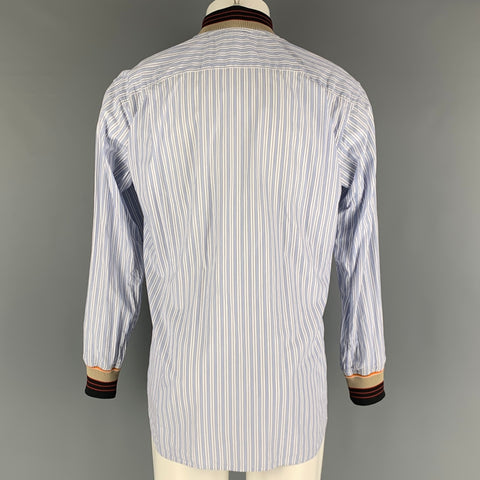 COMME des GARCONS Size M White Navy Stripe Cotton Long Sleeve Shirt