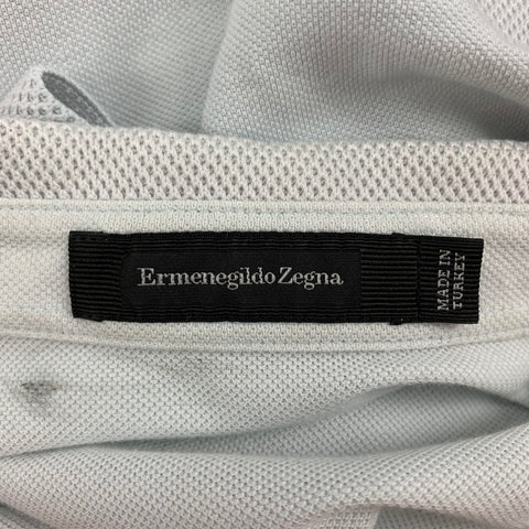 ERMENEGILDO ZEGNA Size M Light Blue Cotton Short Sleeve Polo