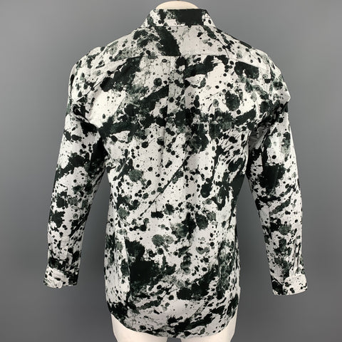 COMME des GARCONS BLACK Size L Black & White Splattered Cotton Long Sleeve Shirt