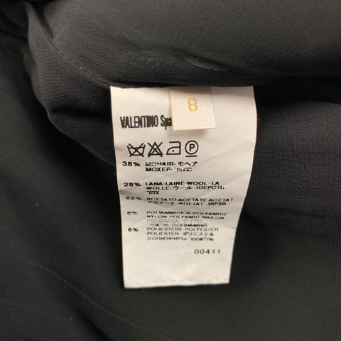 VALENTINO Talla 8 Falda plisada de mezcla de mohair negra