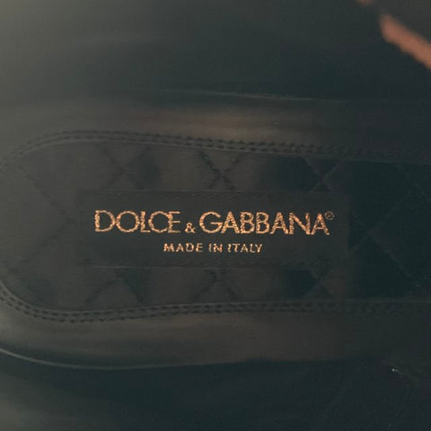 DOLCE & GABBANA Size 8.5 Black Leather Combat Ankle Boots