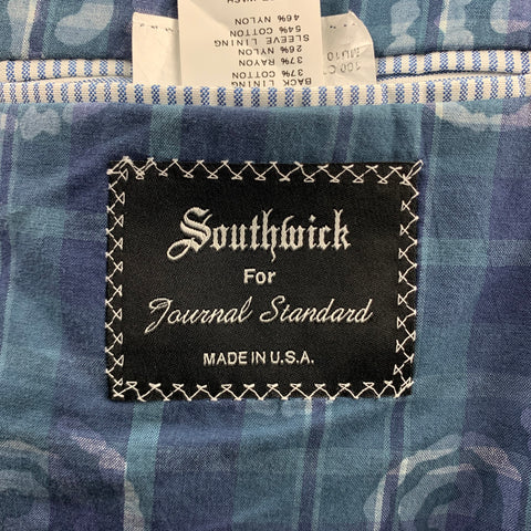 SOUTHWIK for JOURNAL STANDARD Size 34 Short Blue Plaid Notch Lapel Sport Coat