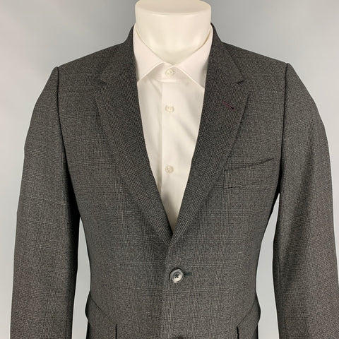 PAUL SMITH Size 40 Charcoal Black Plaid Wool Notch Lapel Sport Coat