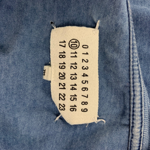 MAISON MARGIELA Size M Blue Cotton Crew-Neck T-shirt