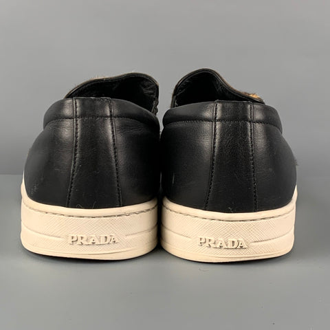 PRADA Size 9 Brown Black Animal Print Pony Hair Loafers