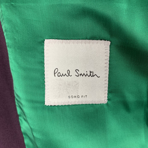 PAUL SMITH Size 44 Purple Wool Checkered Trim Notch Lapel Sport Coat