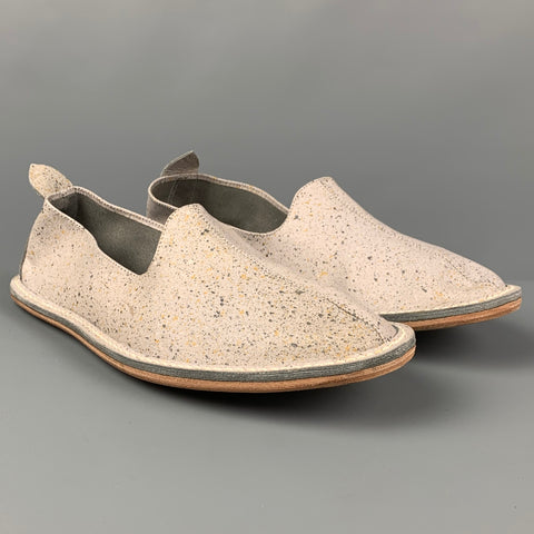 AVA RTA Size 11 Grey Print Leather Canvas Slip On Loafers