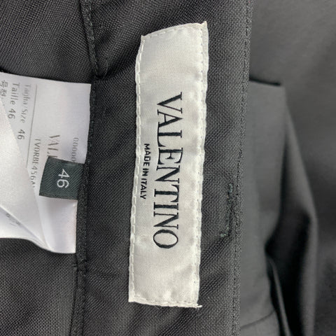 VALENTINO Taille 30 Pantalon habillé plissé en laine color block noir et jaune
