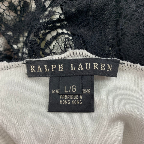 RALPH LAUREN Black Label Size L Black & Cream Viscose / Polyamide Dress Top