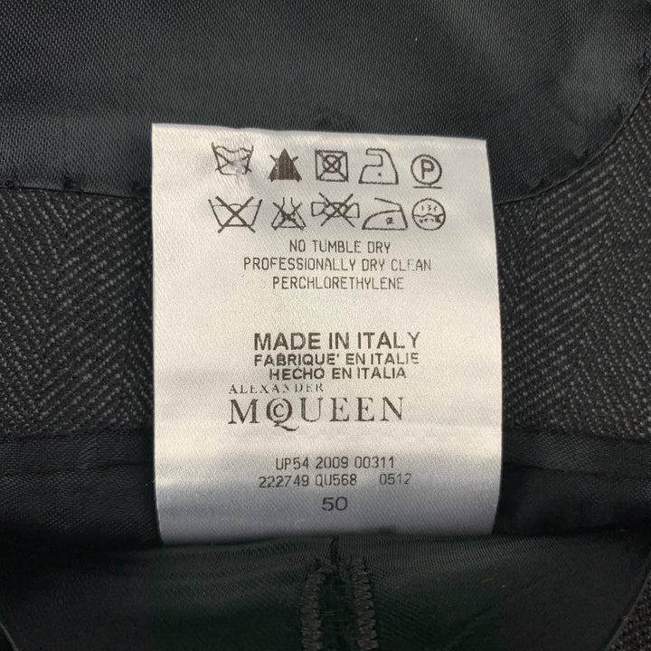 ALEXANDER MCQUEEN FW 09 Size 40 Charcoal Quilted Wool Notch Lapel Sport Coat