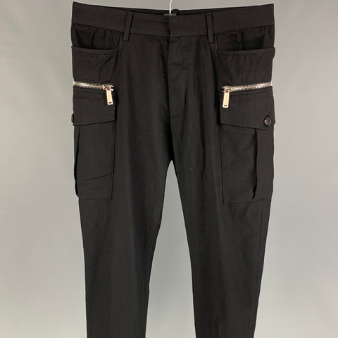 DSQUARED2 Size 32 Black Wool Button Fly Casual Pants