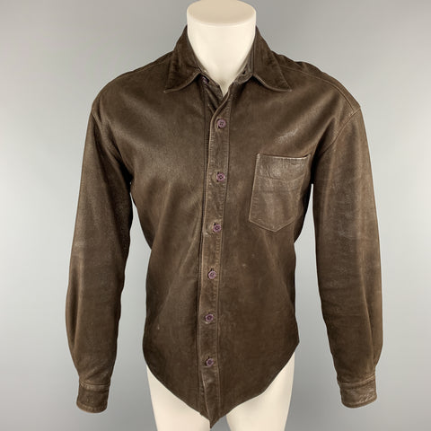 NORTH BEACH LEATHER Taille poitrine XS Veste chemise en cuir massif marron Veste