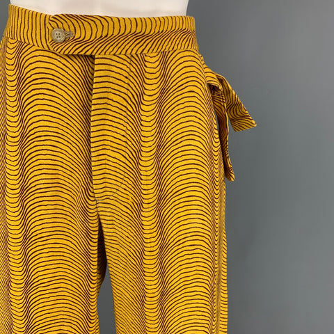 BODE Size 28 Yellow Brown Cotton Psychedelic Wave Trouser Pants