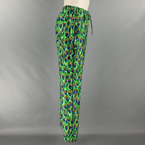 DOLCE & GABBANA Size 34 Green Multi-Color Silk Drawstring Casual Pants