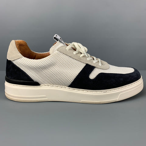DUKE + DEXTER Size 9 White Black Mixed Fabrics Mesh Low Top Sneakers