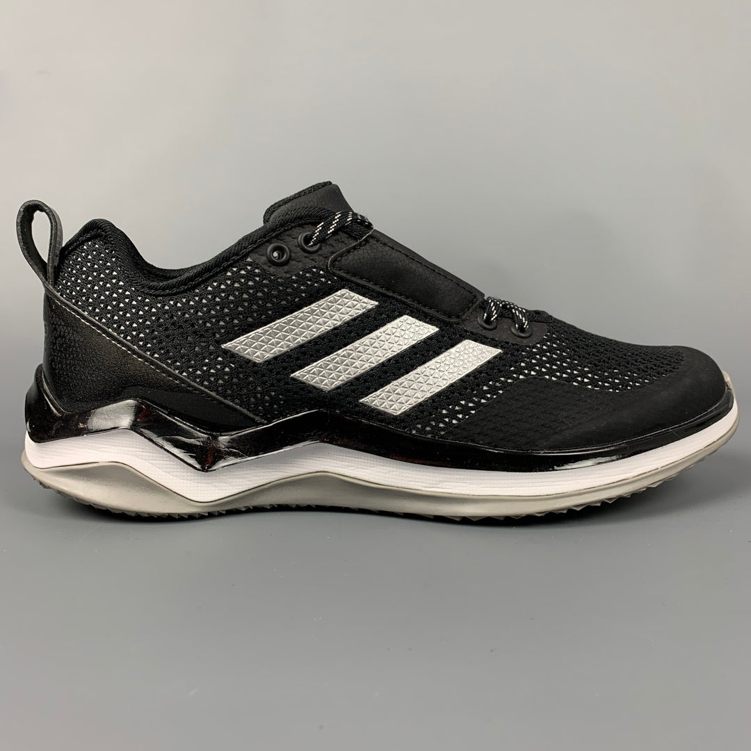 ADIDAS Size 7.5 Black & Silver Mesh Sneakers Sui Generis Designer Consignment ADIDAS Size 7.5 Black & Silver Mesh Sneakers Sui Generis Designer Consignment