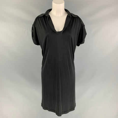 DEREK LAM Size M Black Silk Solid Dress
