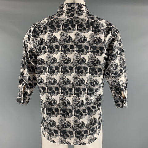 COMME des GARCONS Size M Black White Skull Cotton 3/4 Sleeves Long Sleeve Shirt